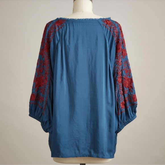 Sundance Parlor Blooms Boho Floral Embroidered Balloon Sleeve Blouse Top size XS - Picture 4 of 12